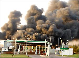 The nearby petrol station was closed and evacuated