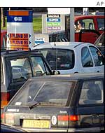French motorists fill up with petrol