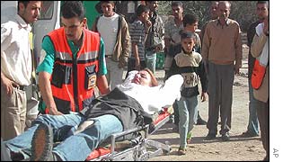 Caoimhe Butterly is taken away by ambulance