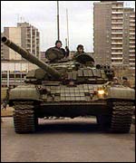 Soviet tank in Vilnius, January 1991