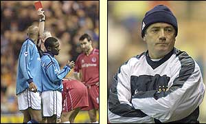 Shaun Wright-Phillips is sent-off as Kevin Keegan's men are beaten