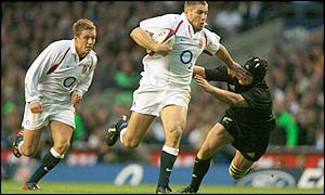 Ben Cohen breaks through the All Black defence to score England's third try