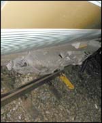 Photo of derailed carriage by BBC's Andrew Walker