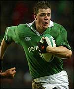 Ireland centre and captain Brian O'Driscoll takes on the Argentina defence 