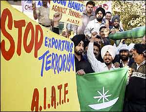 The All India Anti-Terrorist Front protests against alleged Pakistani Government involvement