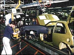 A Ford Fiesta production line in Dagenham before the job cuts