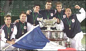 France with the Davis Cup trophy