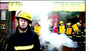 Fireman on a picket line in Belfast 