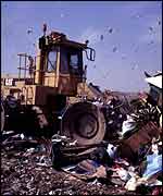 Bulldozer on tip BBC