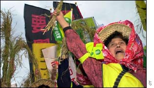 Rice farmers demonstrate against the withdrawal of subsidised loans