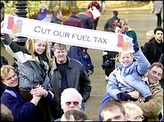 Fuel tax protesters in Hyde Park, London