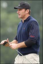 Nick Faldo during his round of 68