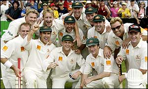 Australia's team are victorious as they whitewash South Africa 3-0 in 2001