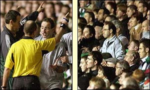 Cetic boss O'Neill is ordered from the dugout after several altercations with the officials throughout the game