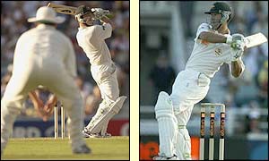 Damian Martyn and Ricky Ponting start to punish England's bowling attack late in the day