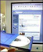 Napster's website with CD