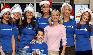 Girls Aloud at Middlesex Hospital with Javine (centre) and Geri Halliwell