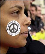 Anti-war protestor in London PA