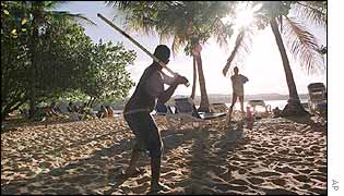 Beach baseball in the Dominican Republic