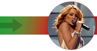 Kylie Minogue performs at the Top of the Pops awards in Manchester