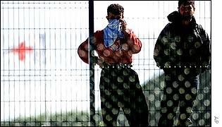 Refugees inside Sangatte