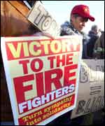 Firefighters on the picket line