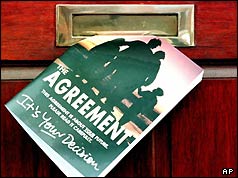 Copy of the Northern Ireland Agreement stuck in letter box