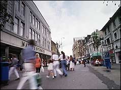 Shoppers outside Marks & Spencer store