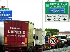 French lorries blockading Calais