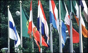 EU flags in Brussels