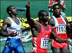Ben Johnson winning the 100m gold (AP)