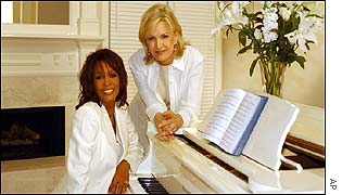 Whitney Houston with interviewer Diane Sawyer