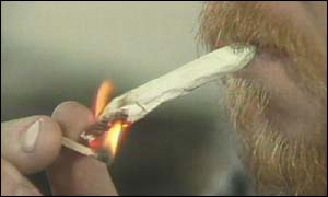 Man smoking cannabis