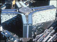 Aerial view of the cross-shaped Berlaymont building in Brussels