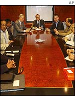 Tamil Tiger and Sri Lankan negotiators with Norwegian mediators