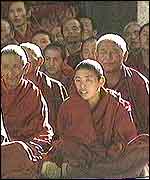 Monks at the Tashilunpo monastery in Tibet