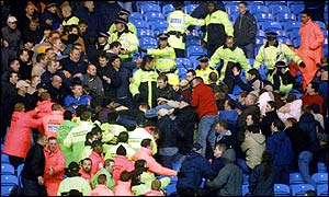 Disturbances at the Manchester City and Coventry City game