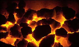 burning embers of coal