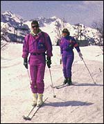 Skiers in Slovenia