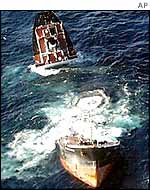 Prestige tanker breaking up