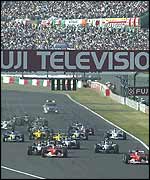 The start of the 2002 Japanese Grand Prix