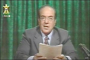 The address was read by the Iraqi Information Minister, Mohammed Said Sahaf