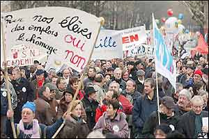 Thousands of teachers, parents and students march in Paris