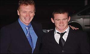 David Moyes and Wayne Rooney arrive