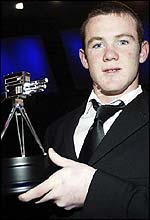 Everton striker Wayne Rooney with the Young Sports Personality award