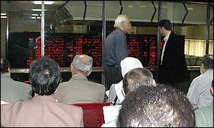 Day traders at the public gallery of Tehran Stock Exchange