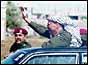 Photo of Yasser Arafat returning to the Gaza Strip