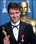 Russell Crowe receives his best actor Oscar for Gladiator