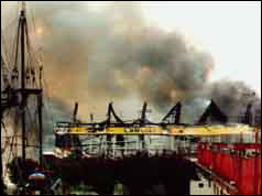 Photograph of Southend Pier on fire