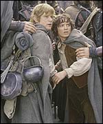 Characters Sam and Frodo in The Two Towers